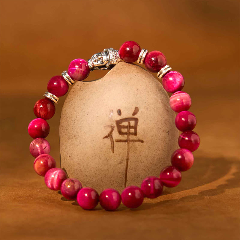 Stone of buddha Blue Green Red Tiger Eye Buddha Head Balance Bracelet