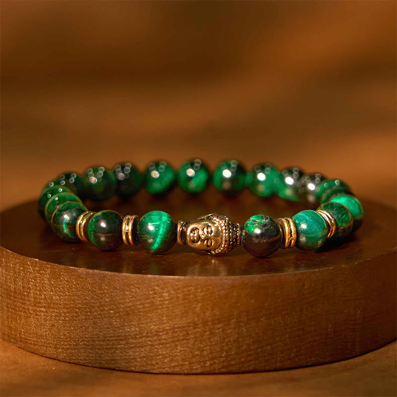 Stone of buddha Blue Green Red Tiger Eye Buddha Head Balance Bracelet