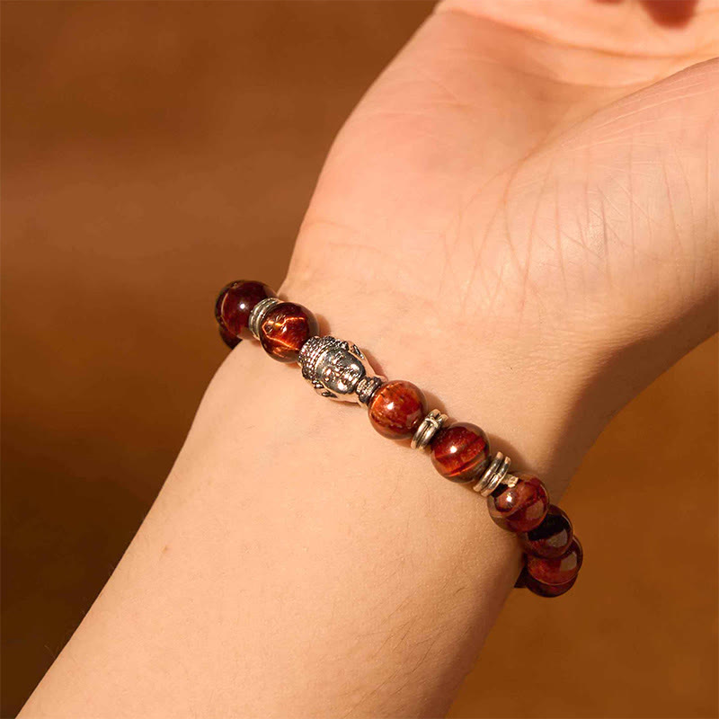 Stone of buddha Blue Green Red Tiger Eye Buddha Head Balance Bracelet