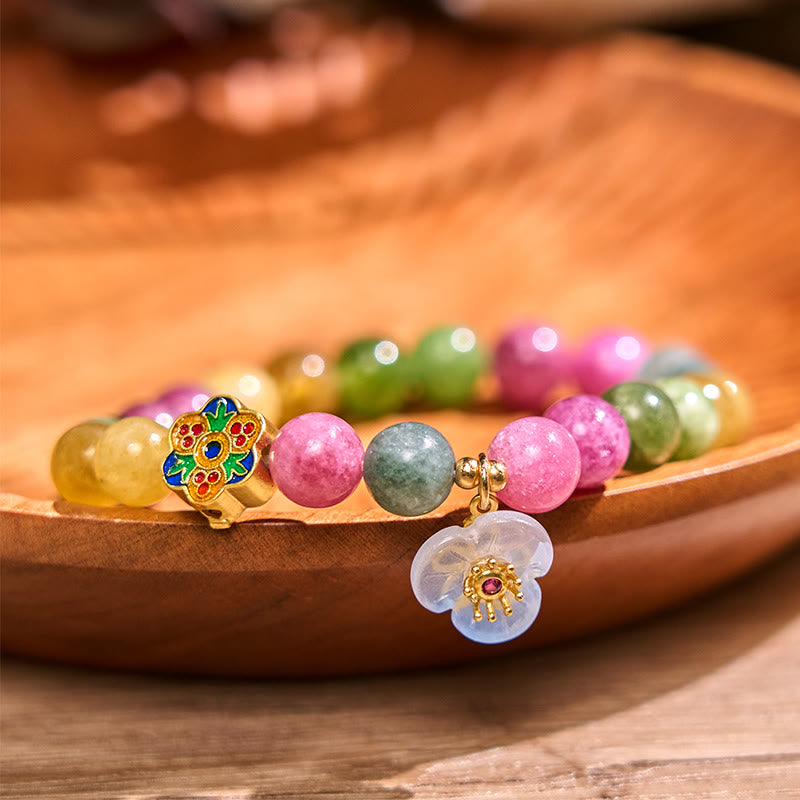 Stone of buddha Tourmaline Wisdom Flower Bracelet