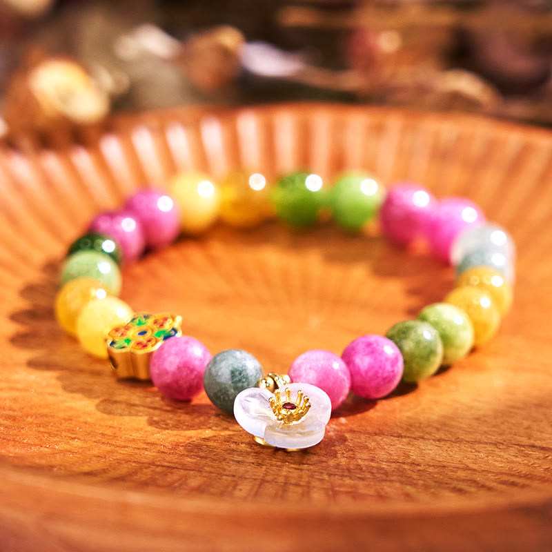 Stone of buddha Tourmaline Wisdom Flower Bracelet