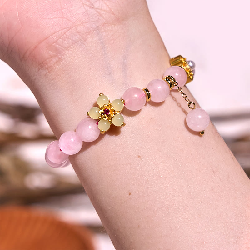 Stone of buddha Pink Crystal Citrine Flower Warmth Bracelet
