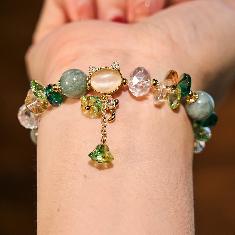 Stone of buddha Amethyst Green Crystal Red Crystal Cat Balance Bracelet