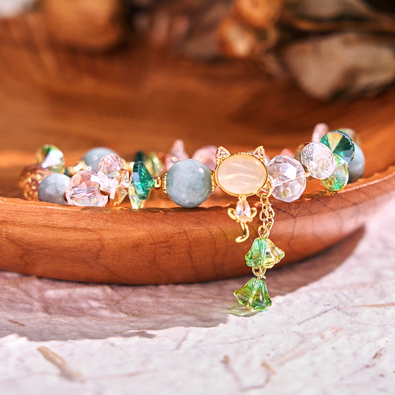 Stone of buddha Amethyst Green Crystal Red Crystal Cat Balance Bracelet
