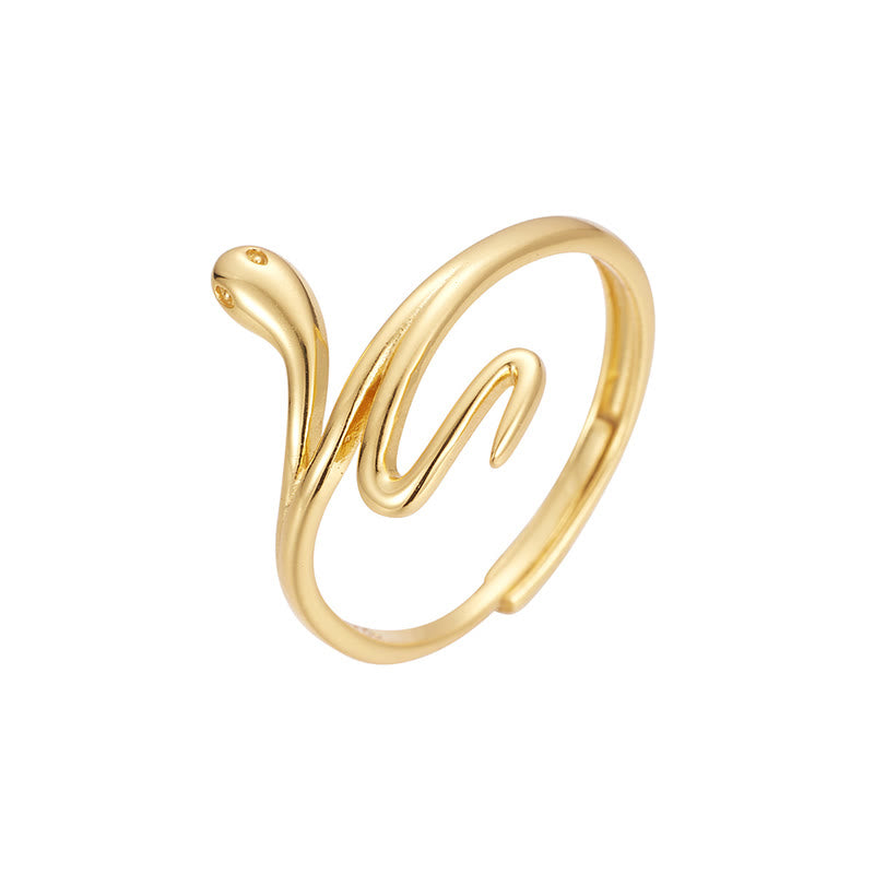 Stone of buddha 925 Sterling Silver Golden Snake Year Of The Snake Calm Balance Adjustable Ring
