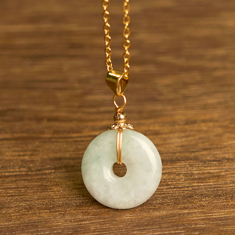 Stone of buddha Jade Peace Buckle Necklace Luck Pendant