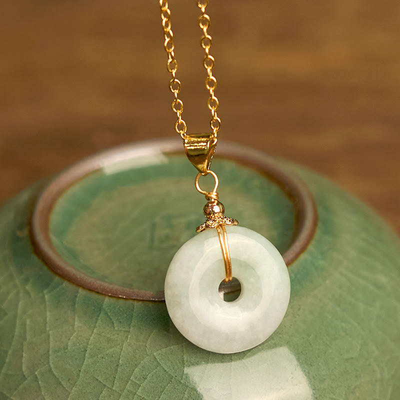 Stone of buddha Jade Peace Buckle Necklace Luck Pendant