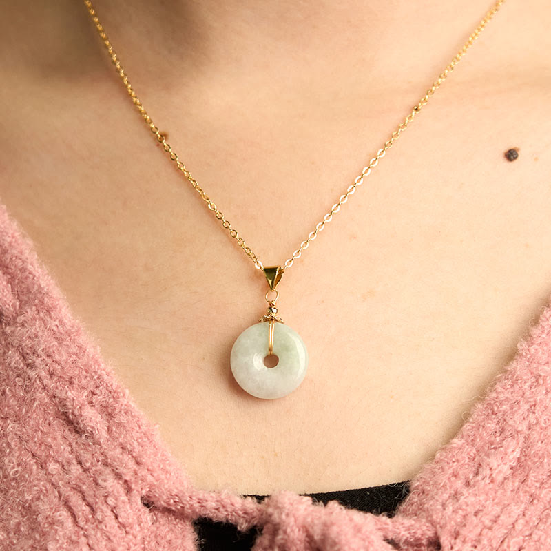 Stone of buddha Jade Peace Buckle Necklace Luck Pendant