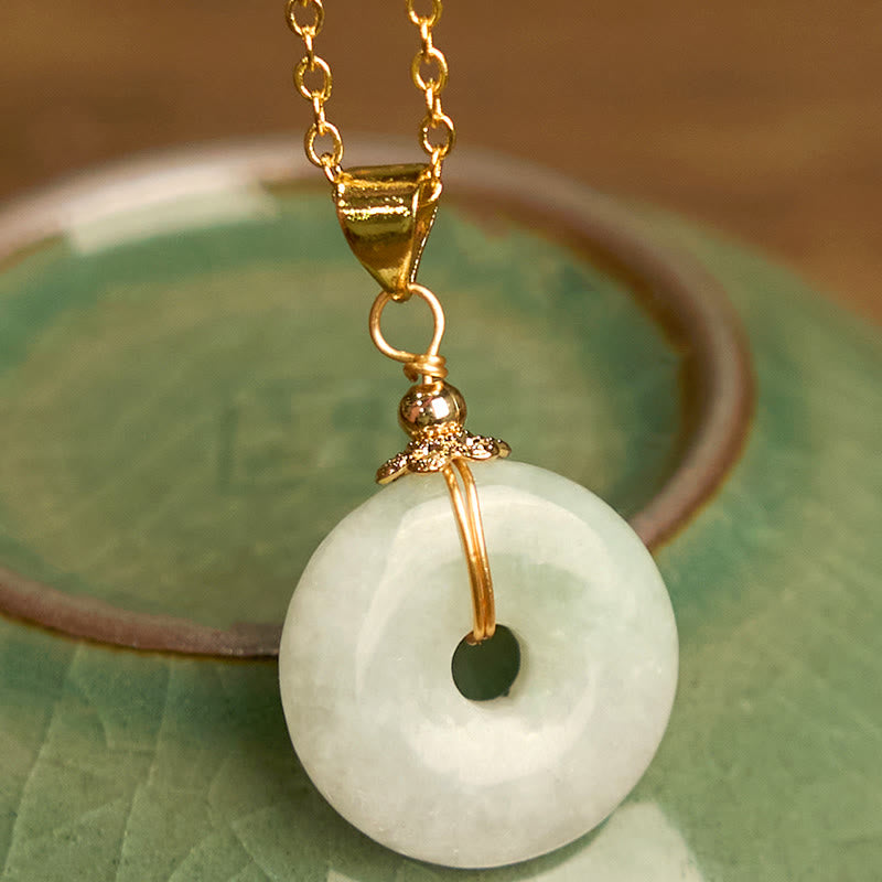 Stone of buddha Jade Peace Buckle Necklace Luck Pendant