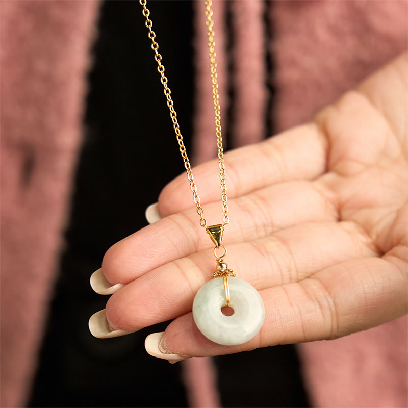 Stone of buddha Jade Peace Buckle Necklace Luck Pendant
