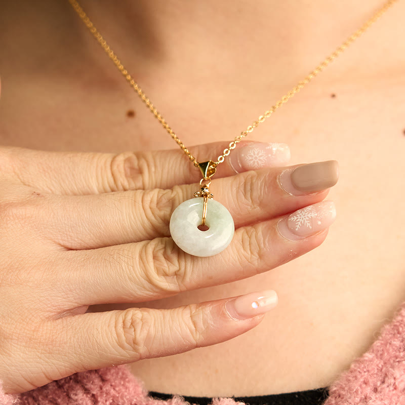 Stone of buddha Jade Peace Buckle Necklace Luck Pendant
