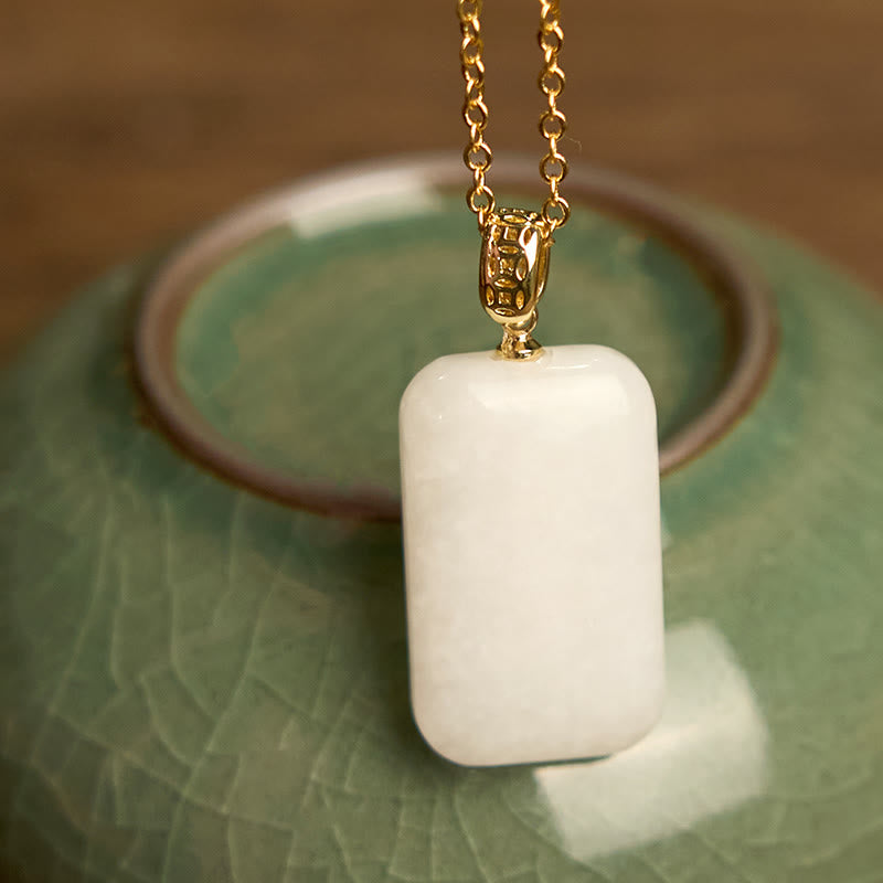 Stone of buddha Hetian Jade Silver Prosperity Necklace Pendant