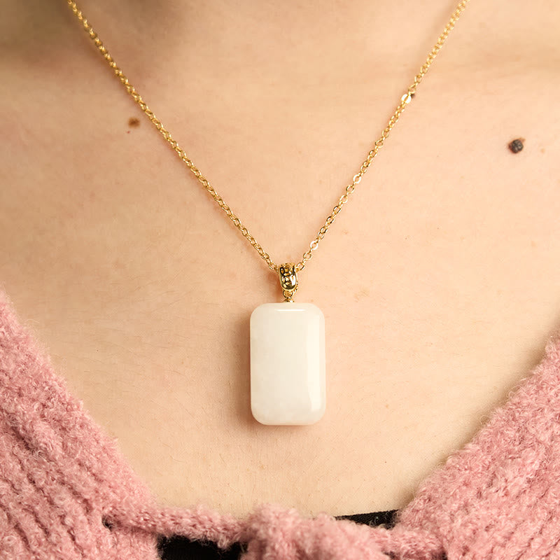 Stone of buddha Hetian Jade Silver Prosperity Necklace Pendant