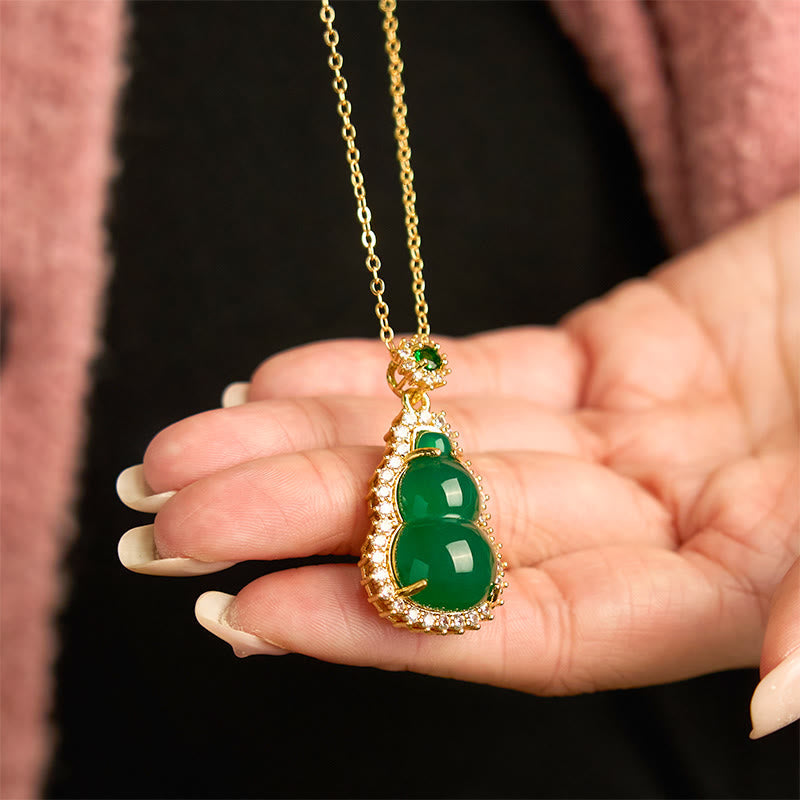 Stone of buddha Green Chalcedony Gourd Pendant