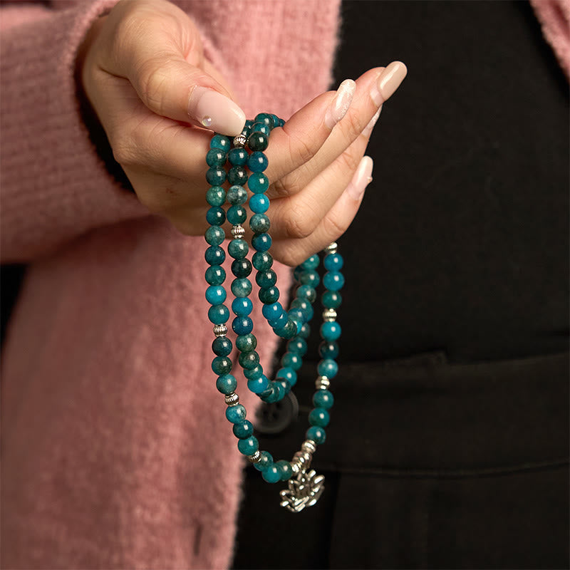 Stone of buddha 108 Mala Beads Apatite Bead Om The Tree Of Life Lotus Buddha Bracelet