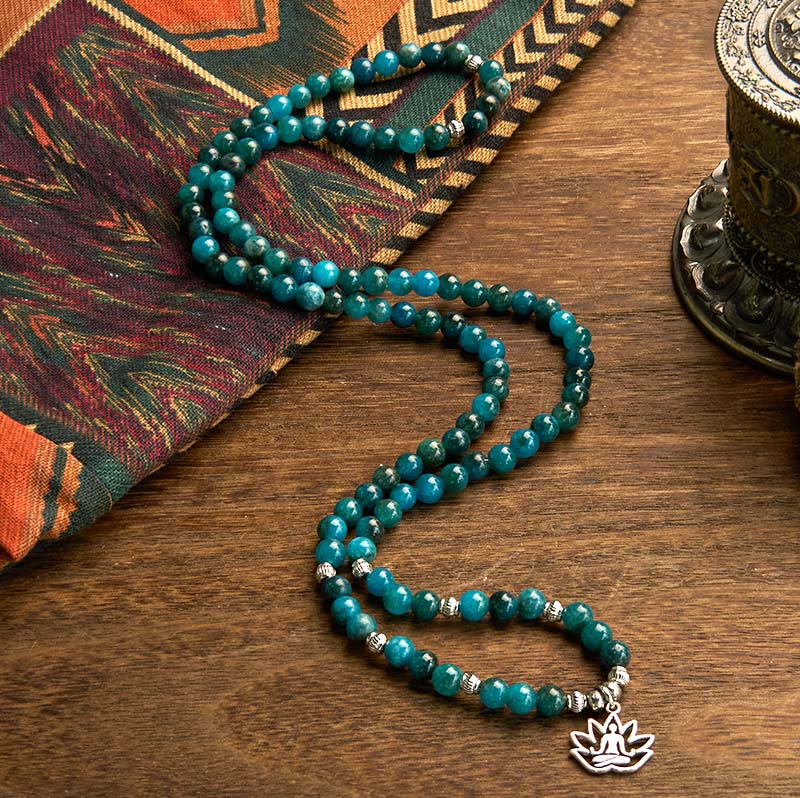 Stone of buddha 108 Mala Beads Apatite Bead Om The Tree Of Life Lotus Buddha Bracelet