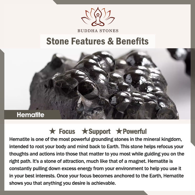 Stone of buddha Natural Black Obsidian Hematite Blue Sandstone Strength Bracelet