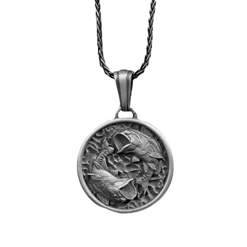 Stone of buddha Pure Tin Polishing Koi Fish Wealth Necklace Pendant