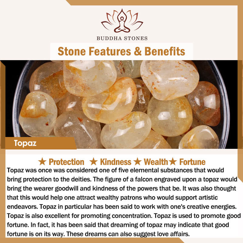 Stone of buddha Citrine Topaz Smoky Quartz Tiger Eye Happiness Bracelet