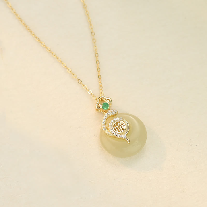 Stone of buddha 925 Sterling Silver Fu Character Hetian Jade Peace Buckle Year Of The Snake Luck Necklace Pendant