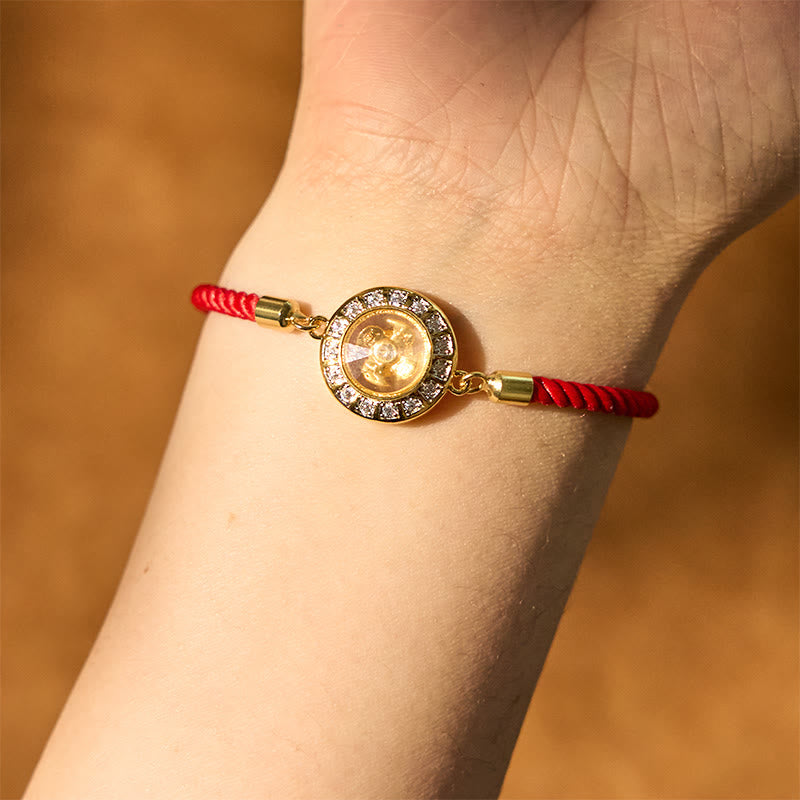 Stone of buddha Copper Brass Feng Sheng Shui Qi Rotatable Windmill  Red String Faith Braided Bracelet