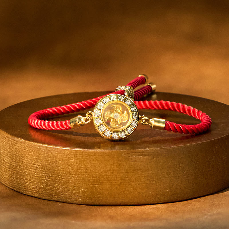 Stone of buddha Copper Brass Feng Sheng Shui Qi Rotatable Windmill  Red String Faith Braided Bracelet