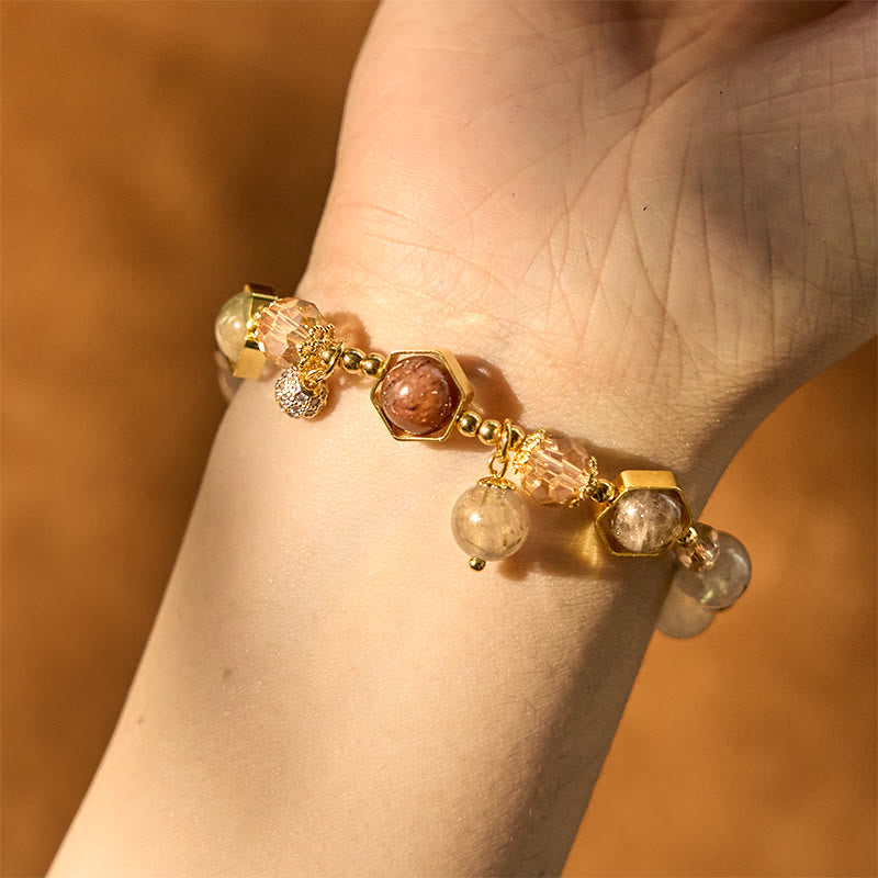 Stone of buddha Natural Colored Rutilated Quartz Amethyst Protection Bracelet