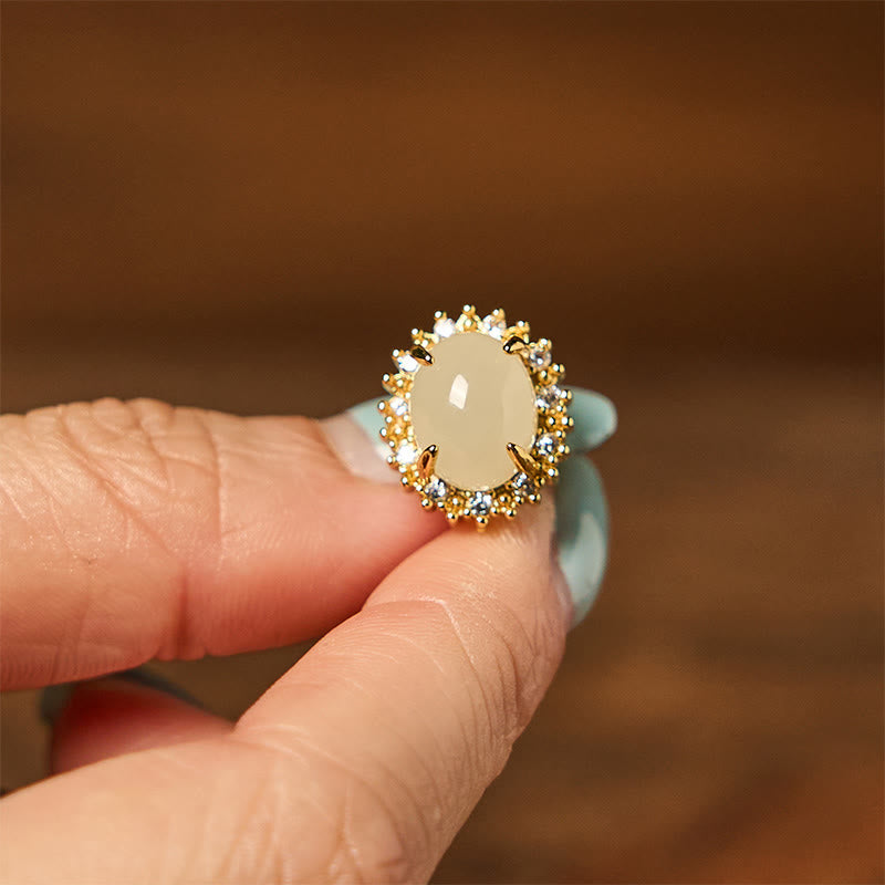 Stone of buddha Natural Hetian Jade Egg Copper Prosperity Earrings