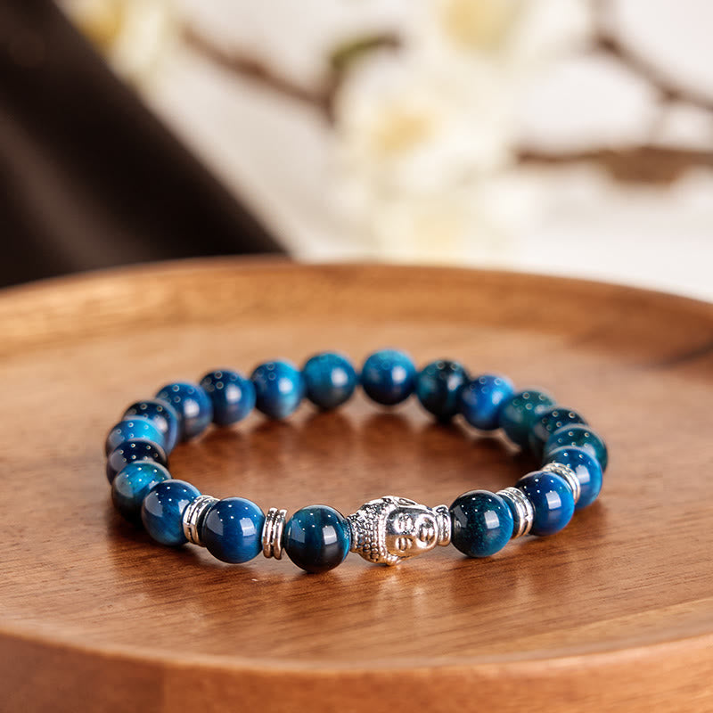 Stone of buddha Blue Green Red Tiger Eye Buddha Head Balance Bracelet