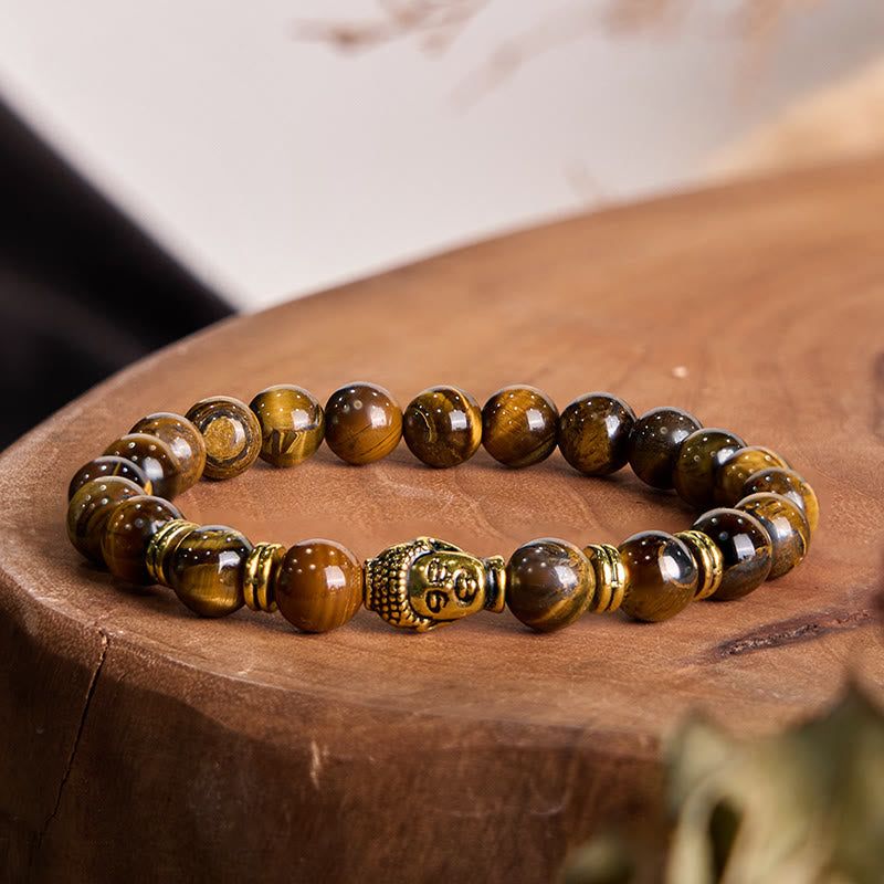 Stone of buddha Blue Green Red Tiger Eye Buddha Head Balance Bracelet