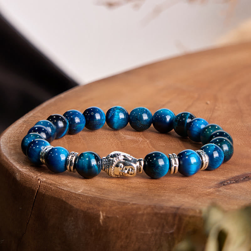 Stone of buddha Blue Green Red Tiger Eye Buddha Head Balance Bracelet
