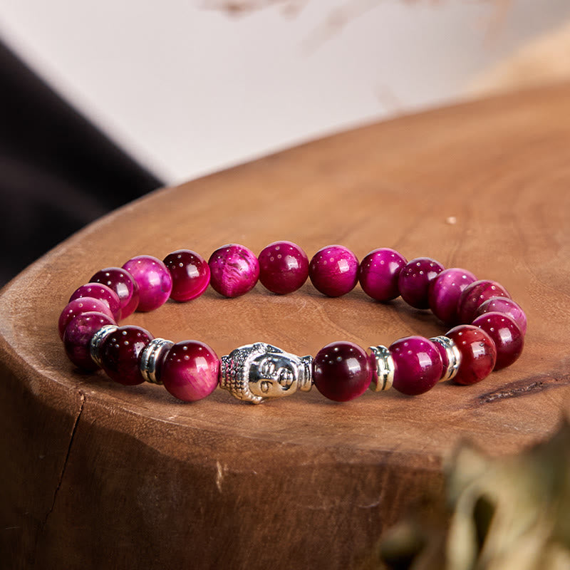 Stone of buddha Blue Green Red Tiger Eye Buddha Head Balance Bracelet