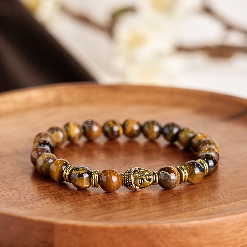 Stone of buddha Blue Green Red Tiger Eye Buddha Head Balance Bracelet