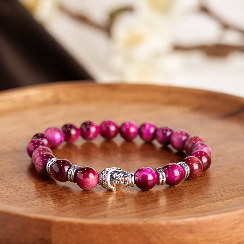 Stone of buddha Blue Green Red Tiger Eye Buddha Head Balance Bracelet