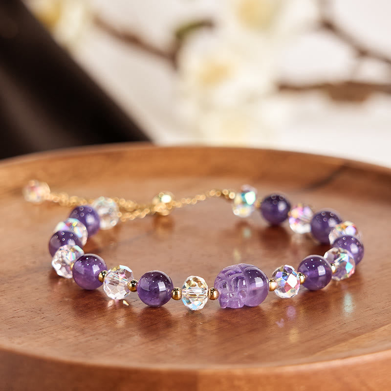Stone of buddha Natural Amethyst Pixiu Crystal Balance Bracelet