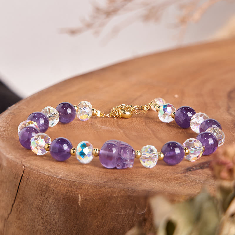 Stone of buddha Natural Amethyst Pixiu Crystal Balance Bracelet