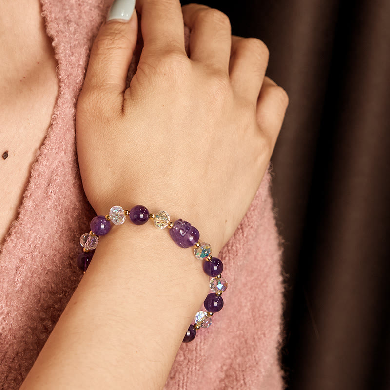 Stone of buddha Natural Amethyst Pixiu Crystal Balance Bracelet