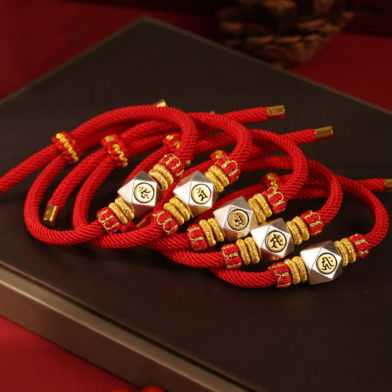 Stone of buddha 999 Sterling Silver Chinese Zodiac Natal Buddha Red Rope Luck Strength Handcrafted Kids Bracelet
