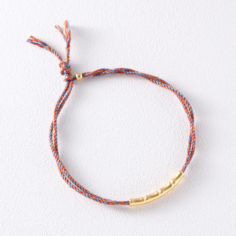 Stone of buddha 925 Sterling Silver Bamboo Design Luck Handcrafted Multicolored Braided Bracelet