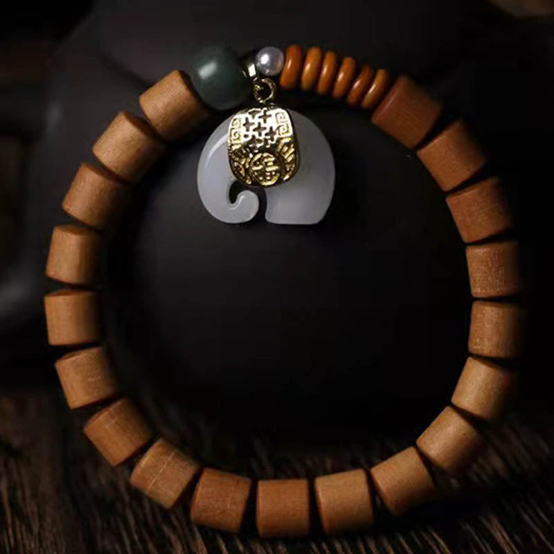 Stone of buddha Sandalwood Jade Elephant Protection Bracelet