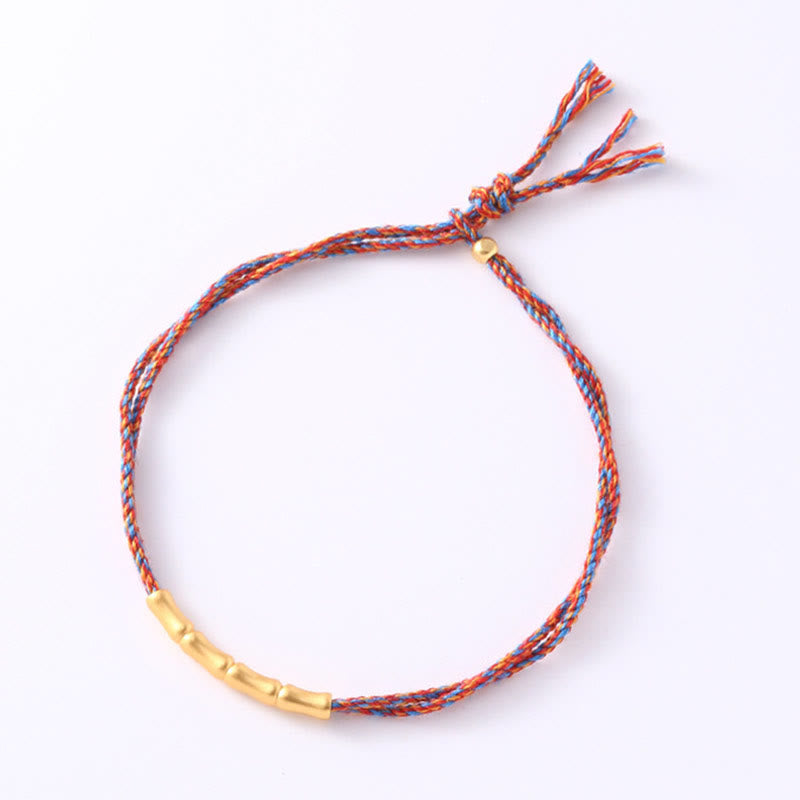 Stone of buddha 925 Sterling Silver Bamboo Design Luck Handcrafted Multicolored Braided Bracelet