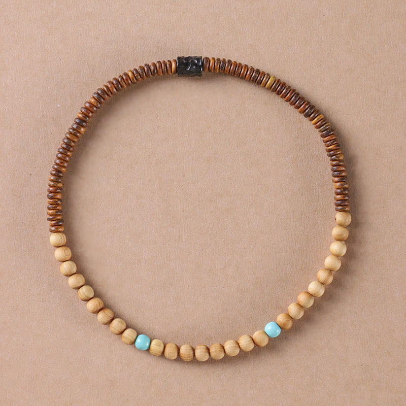 Stone of buddha Sandalwood Small Leaf Red Sandalwood Thuja Sutchuenensis Boxwood Turquoise Protection Double Wrap Bracelet