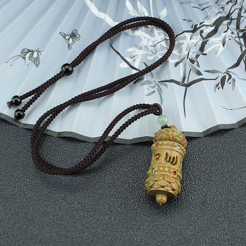 Stone of buddha Tibet Green Sandalwood Rosewood Om Mani Padme Hum Lotus Positive Soothing Necklace Pendant