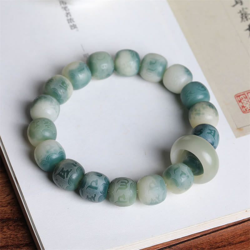 Stone of buddha Bodhi Seed Om Mani Padme Hum Engraved Keep Away Evil Spirits Bracelet