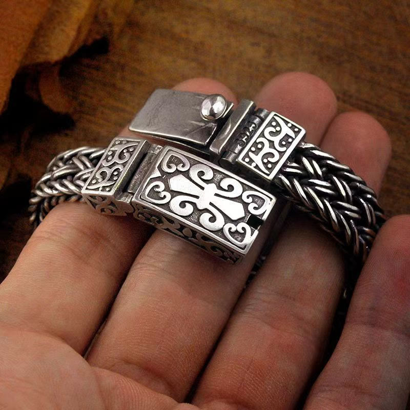 Stone of buddha Retro Vine Totem Pattern Braided Healing Chain Bracelet
