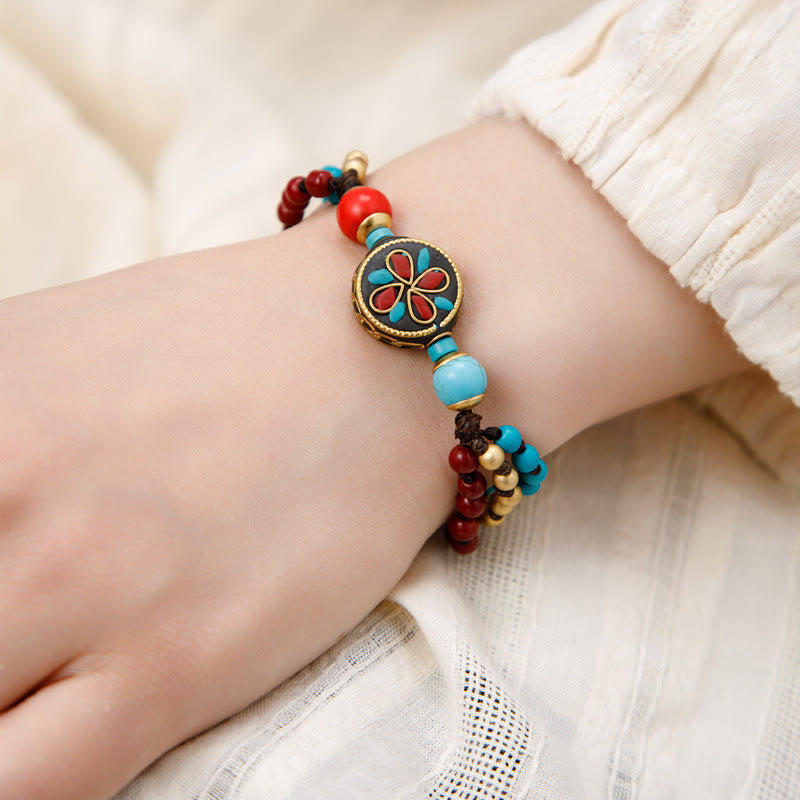 Stone of buddha Tibetan Turquoise Om Mani Padme Hum Protection Strength Bracelet