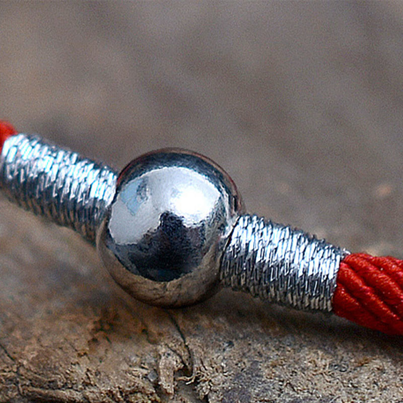 Stone of buddha 925 Sterling Silver Lucky Bead Protection Red String Bracelet
