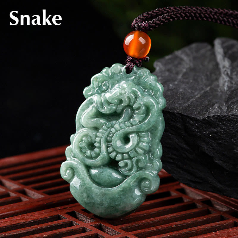 Stone of buddha Natural Jade 12 Chinese Zodiac Prosperity Necklace Pendant