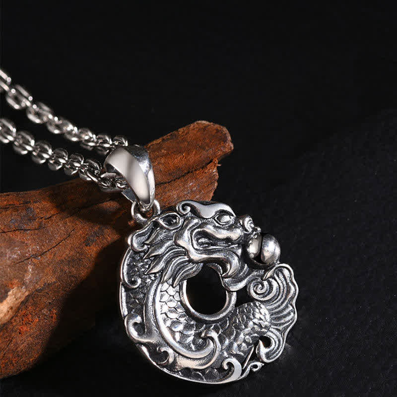 Stone of buddha Koi Fish Dragon Peace Buckle Wealth Necklace Pendant