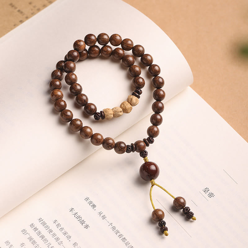 Stone of buddha Sandalwood Small Leaf Red Sandalwood Bodhi Seed Purification Double Wrap Bracelet